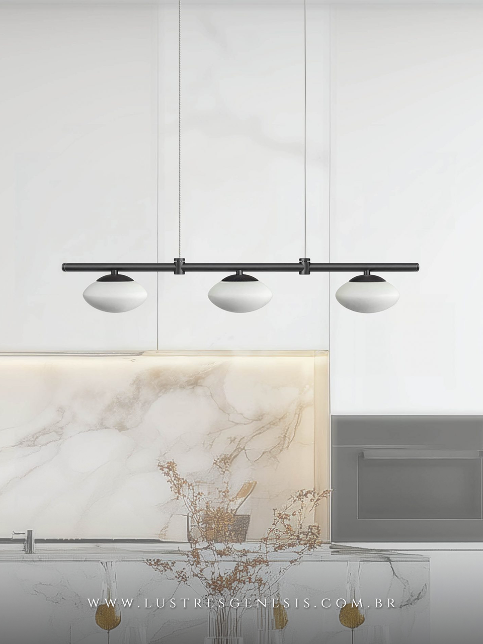 Lustre Pendente Jabuticaba Jou Vidro Fosco Branco Luminaria para Quarto Casal, Suite Master, Sala de Jantar e Mesa Sala de Jantar